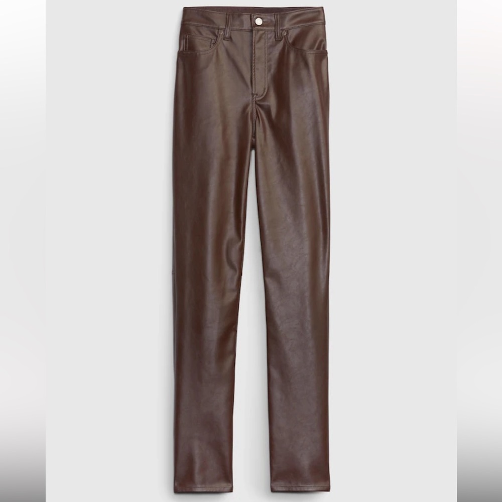 NWT Gap Faux Leather High Rise Vintage Slim Pants in Espresso Brown